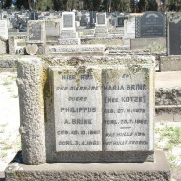 BRINK Philippus A. 1869-1952 &amp; Maria KOTZE 1872-1952
