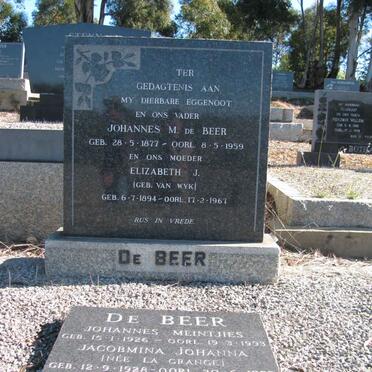 BEER Johannes M., de 1877-1959 &amp; Elizabeth J. VAN WYK 1894-1967
