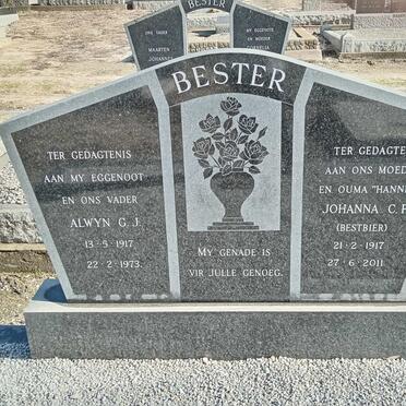 BESTER Alwyn G.J. 1917-1983 &amp; Johanna C.P. BESTBIER 1917-2011
