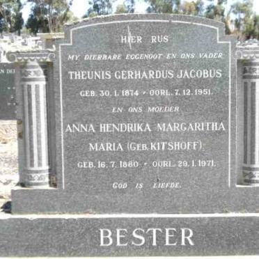 BESTER Theunis Gerhardus Jacobus 1874-1951 &amp; Anna Hendrika Margaritha Maria KITSHOFF 1880-1971