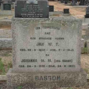 BASSON Jan W.F. 1866-1930 &amp; Johanna M.M. BRAND 1872-1957