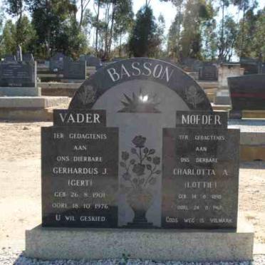 BASSON Gerhardus J.1901-1976 &amp; Charlotta A. 1898-1967
