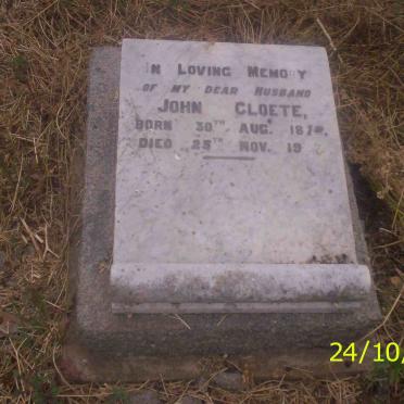 CLOETE John 1872-1927