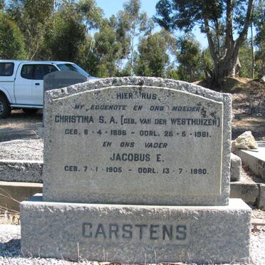 CARSTENS Jacobus E. 1905-1990 &amp; Christina S.A. VAN DER WESTHUIZEN 1896-1961
