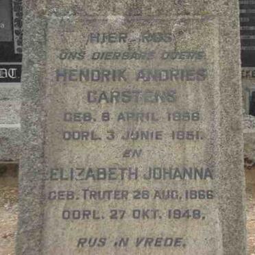 CARSTENS Hendrik Andries 1856-1851 &amp; Elizabeth Johanna TRUTER 1866-1948