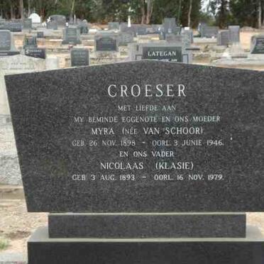 CROESER Nicolaas 1893-1979 &amp; Myra VAN SCHOOR 1898-1946