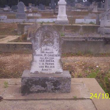 CROESER Maria M. formerly VAN BREDA, formerly V.D. MERWE, formerly VAN WULEN, formerly AUKETT nee BASSON