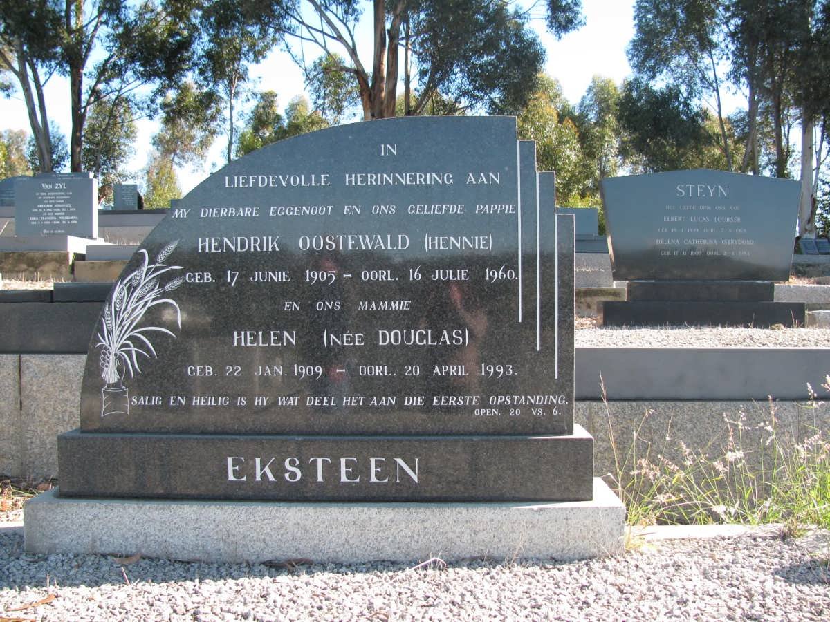 EKSTEEN Hendrik Oostewald 1905-1960 &amp; Helen DOUGLAS 1909-1993