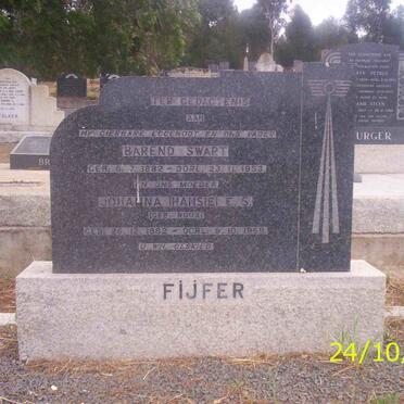 FIJFER Barend Swart 1882-1953 &amp; Johanna E.S. ROUX 1882-1969