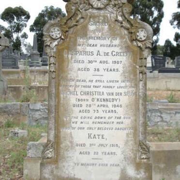 GREEFF Casparus A., de -1907 &amp; Rachel Christina Van der Spuy O'KENNEDY -1946 :: DE GREEFF Kate -1915