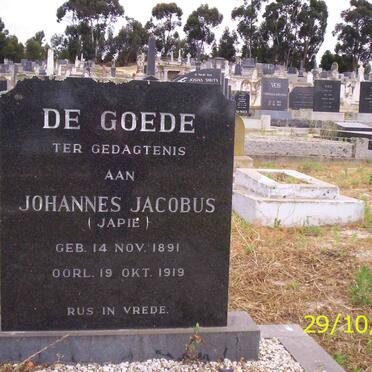 GOEDE Johannes Jacobus, de 1891-1919