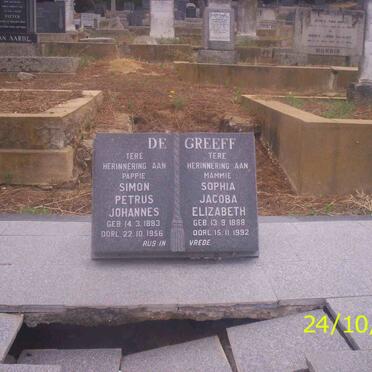 GREEFF Simon Petrus Johannes, de 1883-1956 &amp; Sophia Jacoba Elizabeth 1888-1992