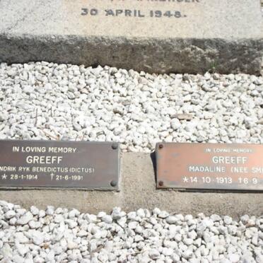 GREEFF Hendrik Ryk Benedictus 1914-1991 &amp;  Madeline SMIT 1913-1995