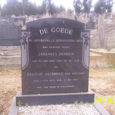 GOEDE Johannes Hendrik, de 1856-1932 &amp; Helitje Jacomina KIRSTEN 1866-1925