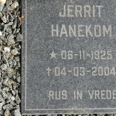 HANEKOM Jerrit 1925-2004