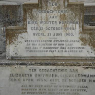HOFFMAN Dirk Wouter 1843-1900 &amp; Elizabeth ACKERMANN 1855-1904