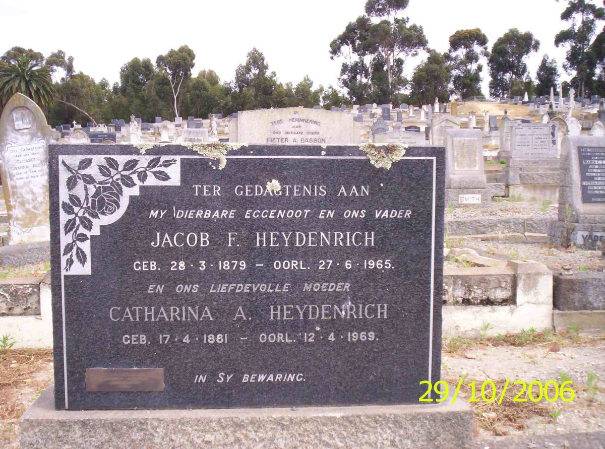 HEYDENRICH Jacob F. 1879-1965 &amp; Catharina A. 1881-1969