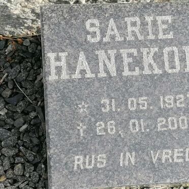 HANEKOM Sarie 1927-2009