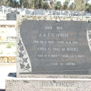 HATTINGH J.J.F.G. 1886-1961 &amp; Anna C. DE KOCK 1883-1963