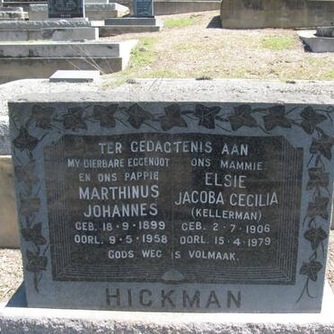 HICKMAN Marthinus Johannes 1899-1958 &amp; Elsie Jacoba Cecilia KELLERMAN 1906-1979