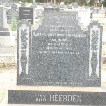HEERDEN Martha Wilhelmina, van nee HEYNS 1919-1943