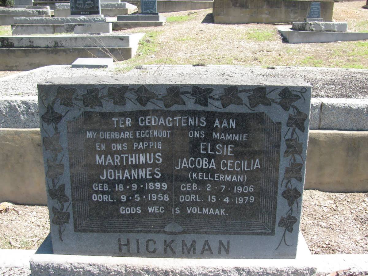 HICKMAN Marthinus Johannes 1899-1958 &amp; Elsie Jacoba Cecilia KELLERMAN 1906-1979