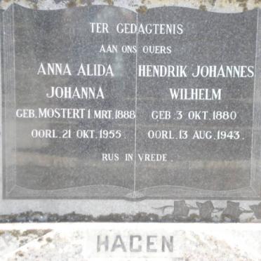 HAGEN Hendrik Johannes Wilhelm 1880-1943 &amp; Anna Alida Johanna MOSTERT 1888-1955