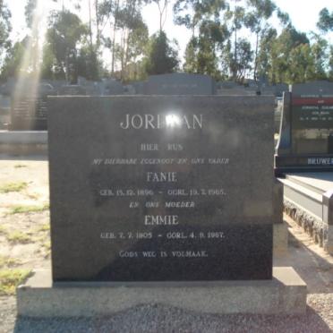 JORDAAN Fanie 1896-1965 &amp; Emmie 1905-1967