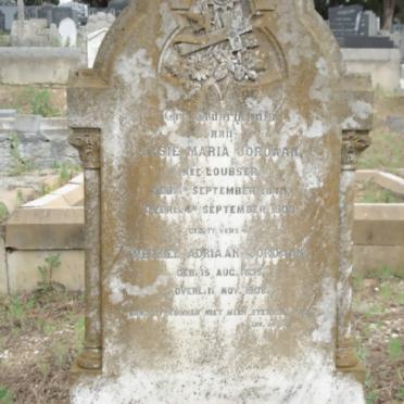 JORDAAN Michiel Adriaan 1835-1908 &amp; Elsie Maria nee LOUBSER 1848-1903