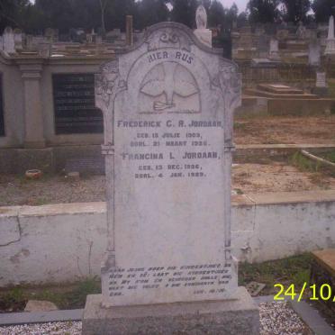 JORDAAN Frederick C.R. 1909-1928 :: JORDAAN Francina L. 1926-1929