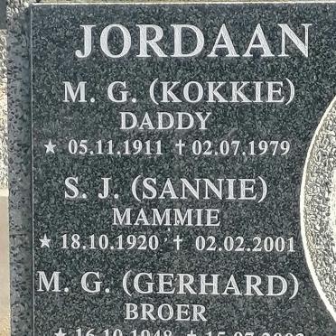 JORDAAN M.G. 1911-1979 &amp; S.J. 1920-2001 :: JORDAAN M.G. 1948-2003