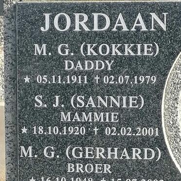 JORDAAN M.G. 1911-1979 &amp; S.J. 1920-2001 :: JORDAAN M.G. 1948-2003