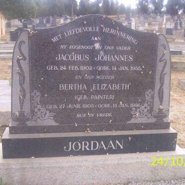 JORDAAN Jacobus Johannes 1902-1955 &amp; Bertha Elizabeth PAINTER 1905-1991
