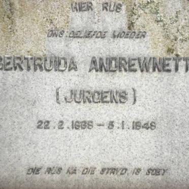 JURGENS Gertruida Andrewnetta 1869-1948
