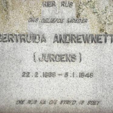JURGENS Gertruida Andrewnetta 1869-1948