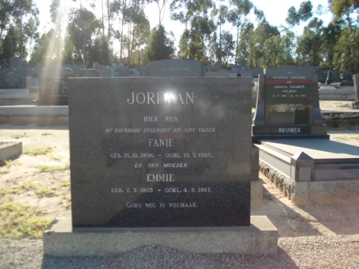 JORDAAN Fanie 1896-1965 &amp; Emmie 1905-1967