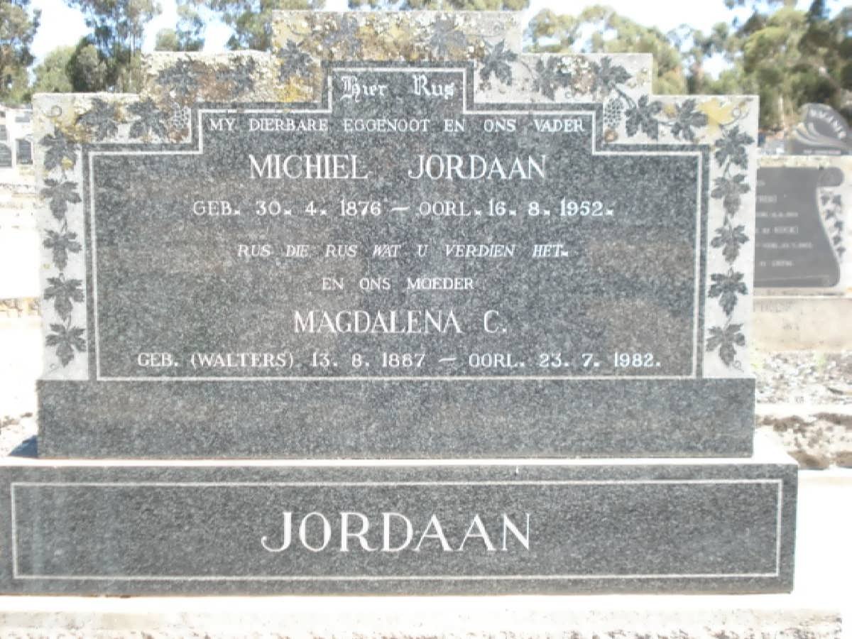 JORDAAN Michiel 1876-1952 &amp; Magdalena C. WALTERS 1887-1982