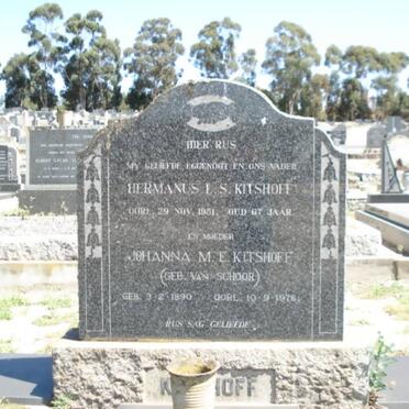 KITSHOFF Hermanus I. -1951 &amp; Johanna M.E. VAN SCHOOR 1890-1978