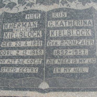 KIELBLOCK W. Herman 1891-1969 &amp; G. Katherina BOONZAIER 1892-1957