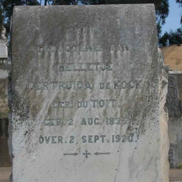 KOCK Helletjie Gertruida, de nee DU TOIT 1835-1920