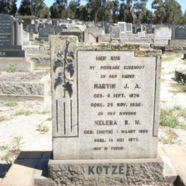 KOTZE Martin J.A. 1876-1936 &amp; Helena B.W SMITH 18?3-1977