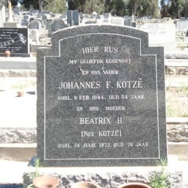 KOTZE Johannes F. -1944 &amp; Beatrix H. KOTZE -1972