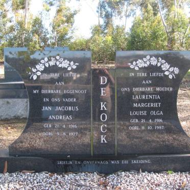 KOCK Jan Jacobus, de 1916-1977 &amp; Laurentia Margeriet Louise Olga 1916-1987