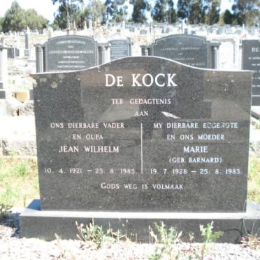 KOCK Jean Wilhelm, de 1921-1985 &amp; Marie BARNARD 1928-1983