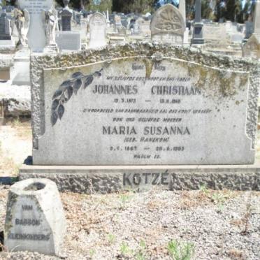 KOTZE Johannes Christiaan 1873-1948 &amp; Maria Susanna HANEKOM 1867-1953