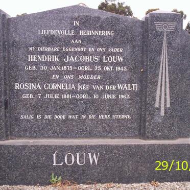 LOUW Hendrik Jacobus 1875-1945 &amp; Rosina Cornelia VAN DER WALT 1881-1962