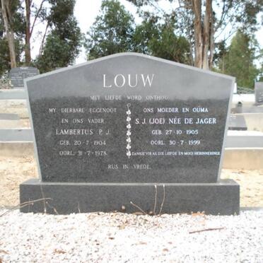 LOUW Lambertus P.J. 1904-1978 &amp; S.J. DE JAGER 1905-1999