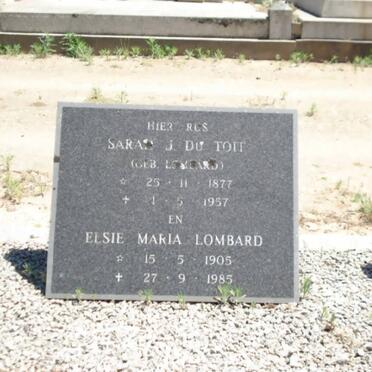 LOMBARD Elsie Maria 1905-1985 :: DU TOIT Sarah J. nee LOMBARD 1877-1957