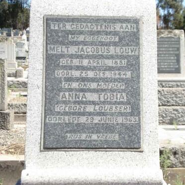 LOUW Melt Jacobus 1881-1944 &amp; Anna Tobia LOUBSER -1963
