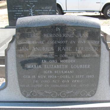 LOUBSER Jan Andries Rabe 1898-1962 &amp; Maria Elizabeth BEUKMAN 1904-1985